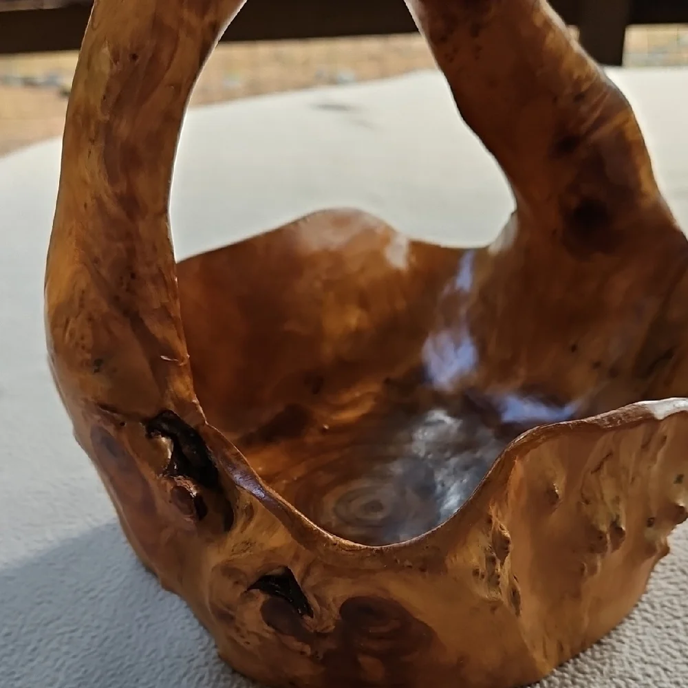 Stunning Handcrafted Burl Wood Basket